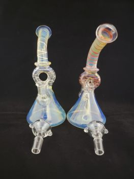 Bent Stem Beaker Design with Rainbow Haze Water Pipe 7.5 Inch