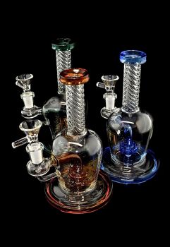 Straight Twisted Stem With Shower Head Perc Water Pipe 8 Inch