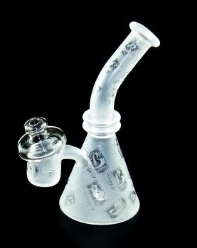 Quartz Beaker Sandblasted Pattern with 4MM Banger Water Pipe 6 Inch