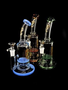 Bent Stem With Honeycomb Perc Water Pipe 9 Inch