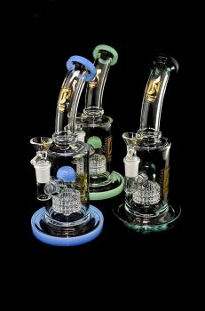 Bent Stem With Tire Perc Water Pipe 10 Inch